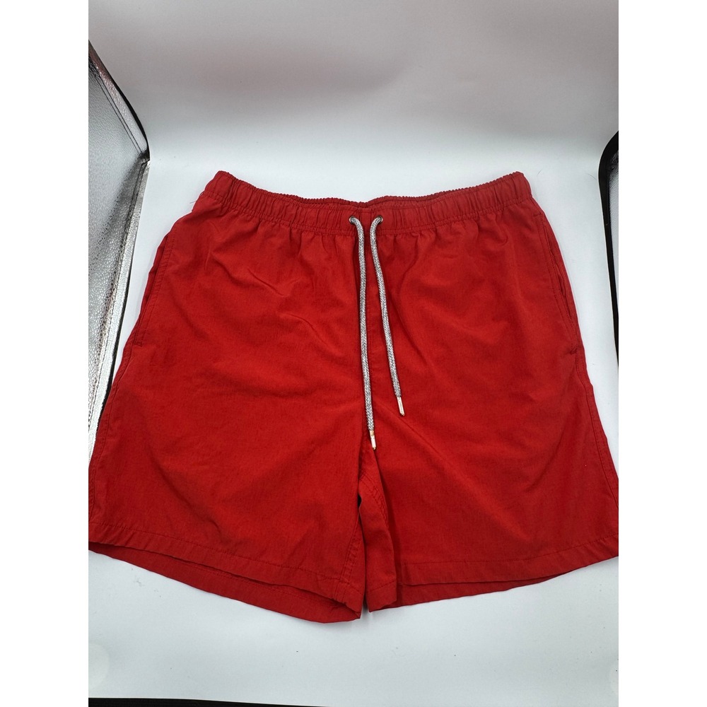Rainforest Mens Red Swim Trunks Mesh Lined Elastic Waist Drawstring Shorts L